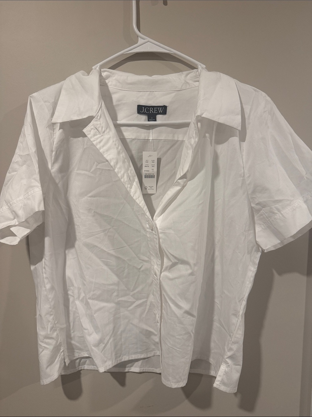 J.Crew White Short-Sleeve Button-Up Shirt